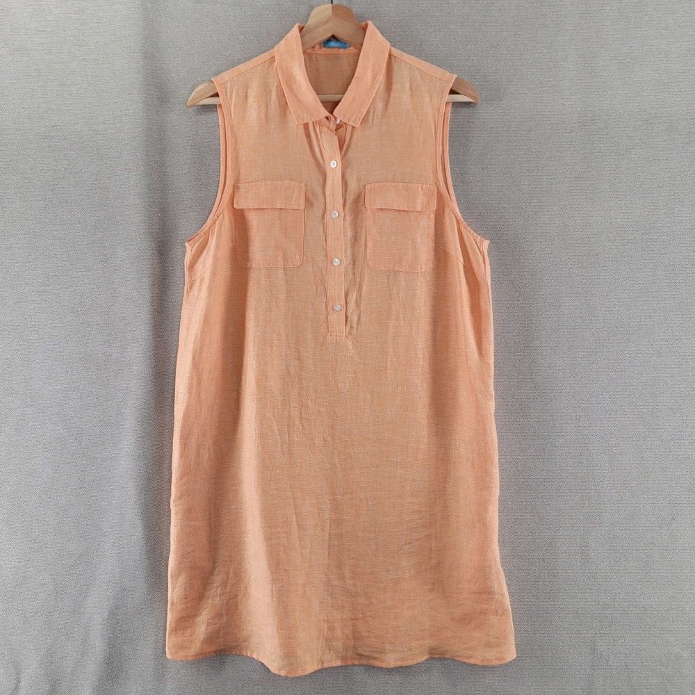 J McLaughlin Womens Dress Linen Sleeveless Peachy Coastal Shirt Size Large